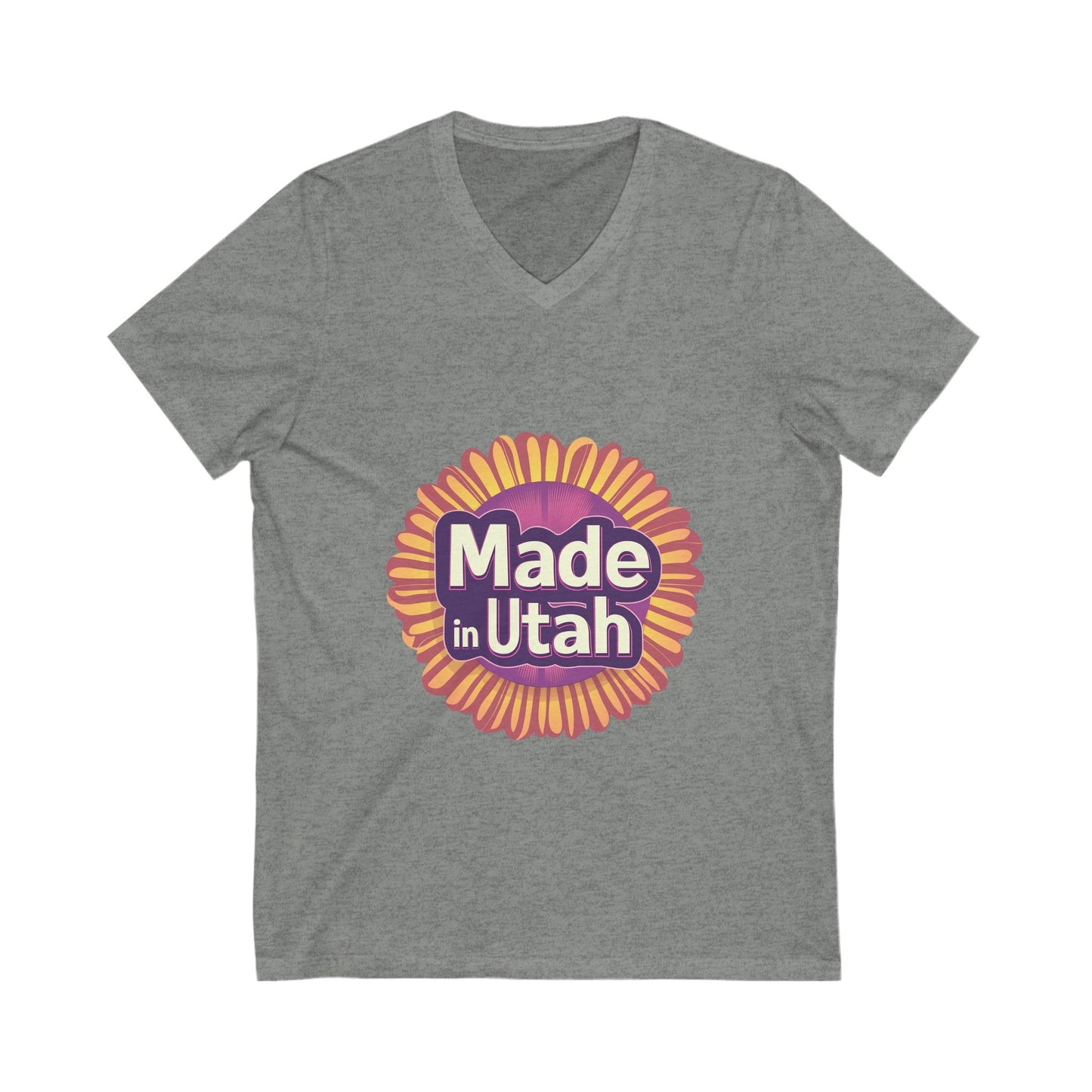Made in Utah V-Neck T-Shirt | Retro Sunburst State Pride Unisex Tee