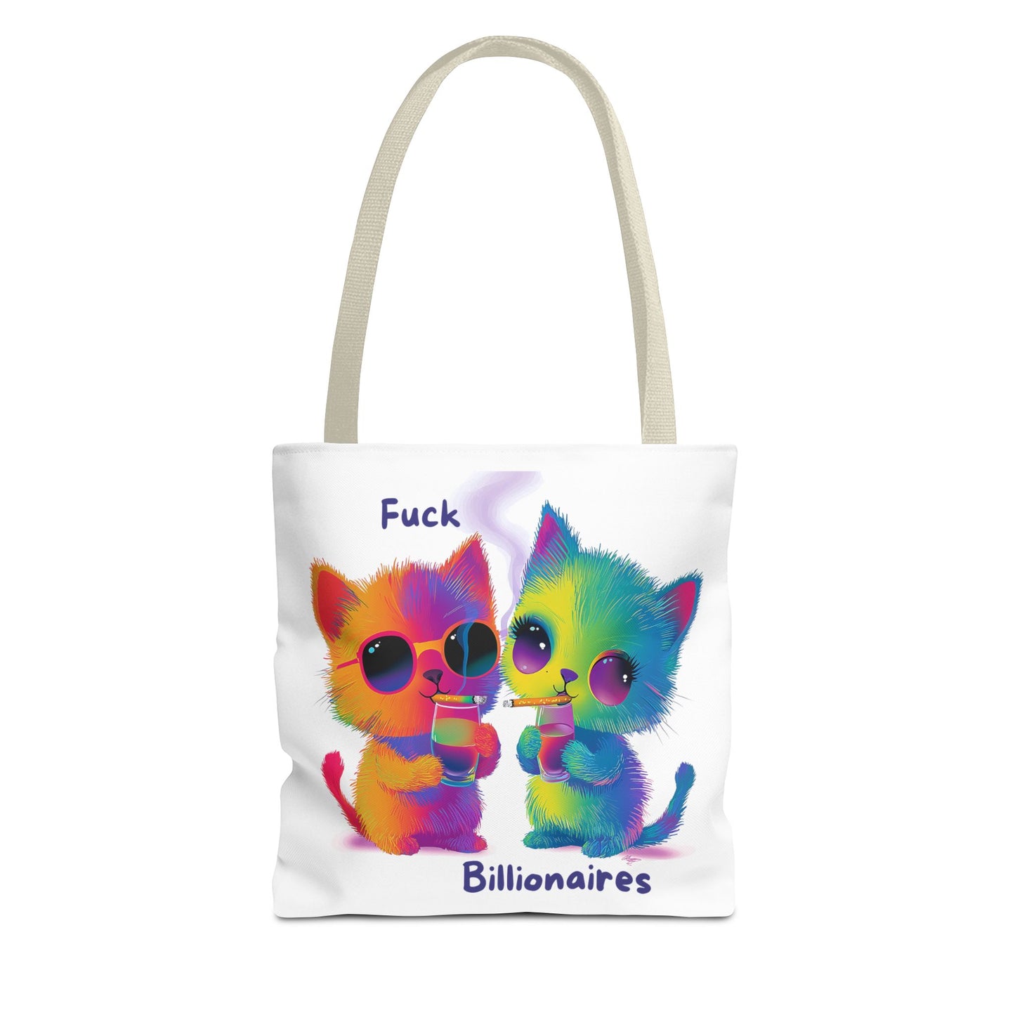 Rainbow Activist Cats Tote Bag | Anti-Billionaire Statement Bag