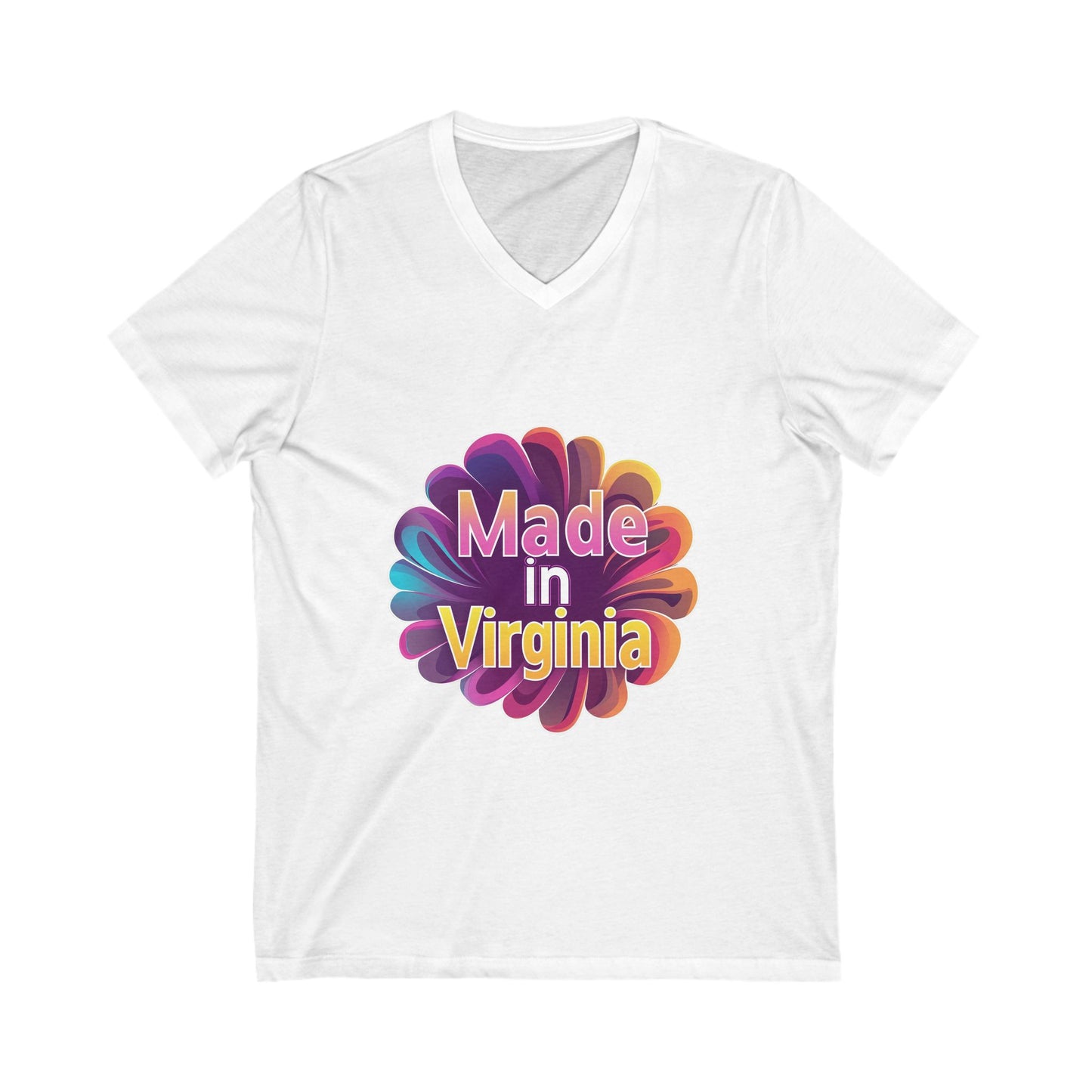 Made in Virginia Retro Flower V-Neck | State Pride Floral Design Unisex Tee