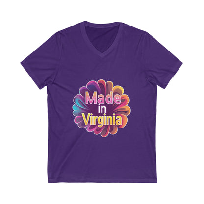 Made in Virginia Retro Flower V-Neck | State Pride Floral Design Unisex Tee