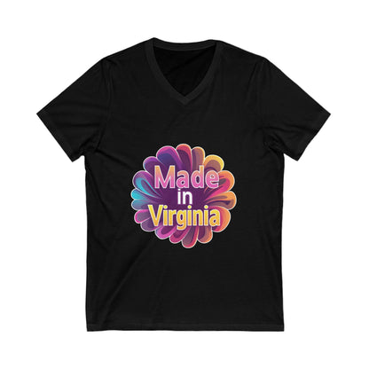 Made in Virginia Retro Flower V-Neck | State Pride Floral Design Unisex Tee