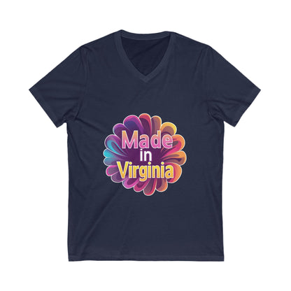 Made in Virginia Retro Flower V-Neck | State Pride Floral Design Unisex Tee