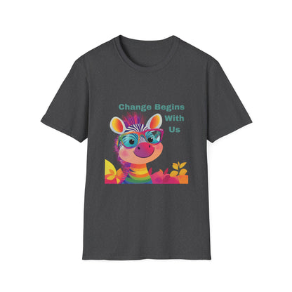 Rainbow Zebra Change Maker T-Shirt | Kawaii Activist Unisex Tee
