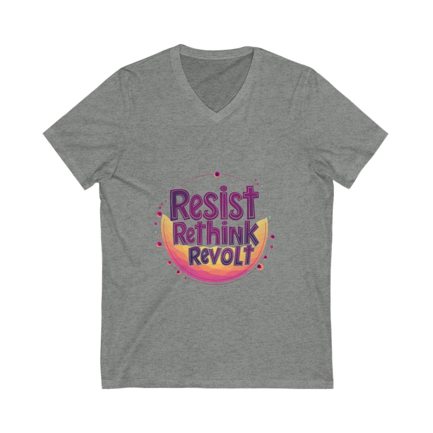Resist Rethink Revolt V-Neck Tee | Kawaii Activist Unisex T-Shirt | Progressive Statement Shirt