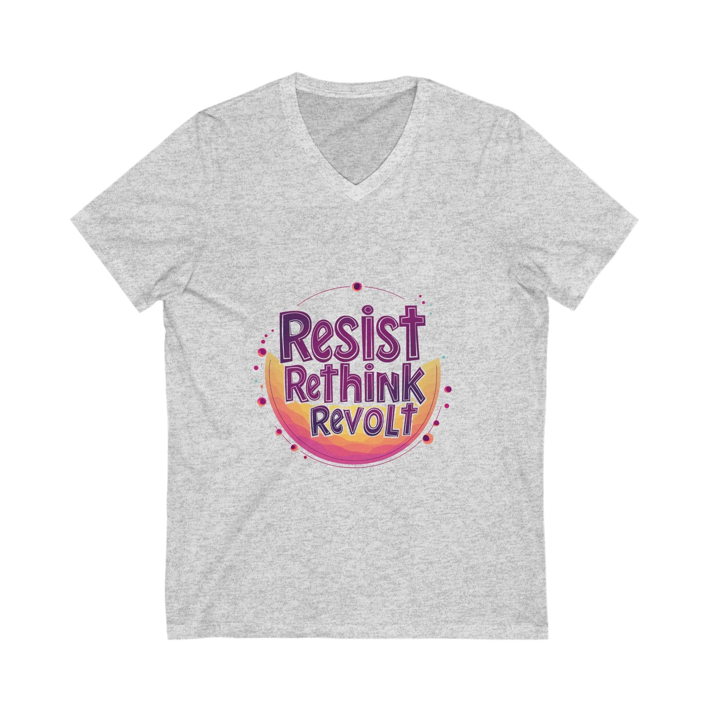 Resist Rethink Revolt V-Neck Tee | Kawaii Activist Unisex T-Shirt | Progressive Statement Shirt