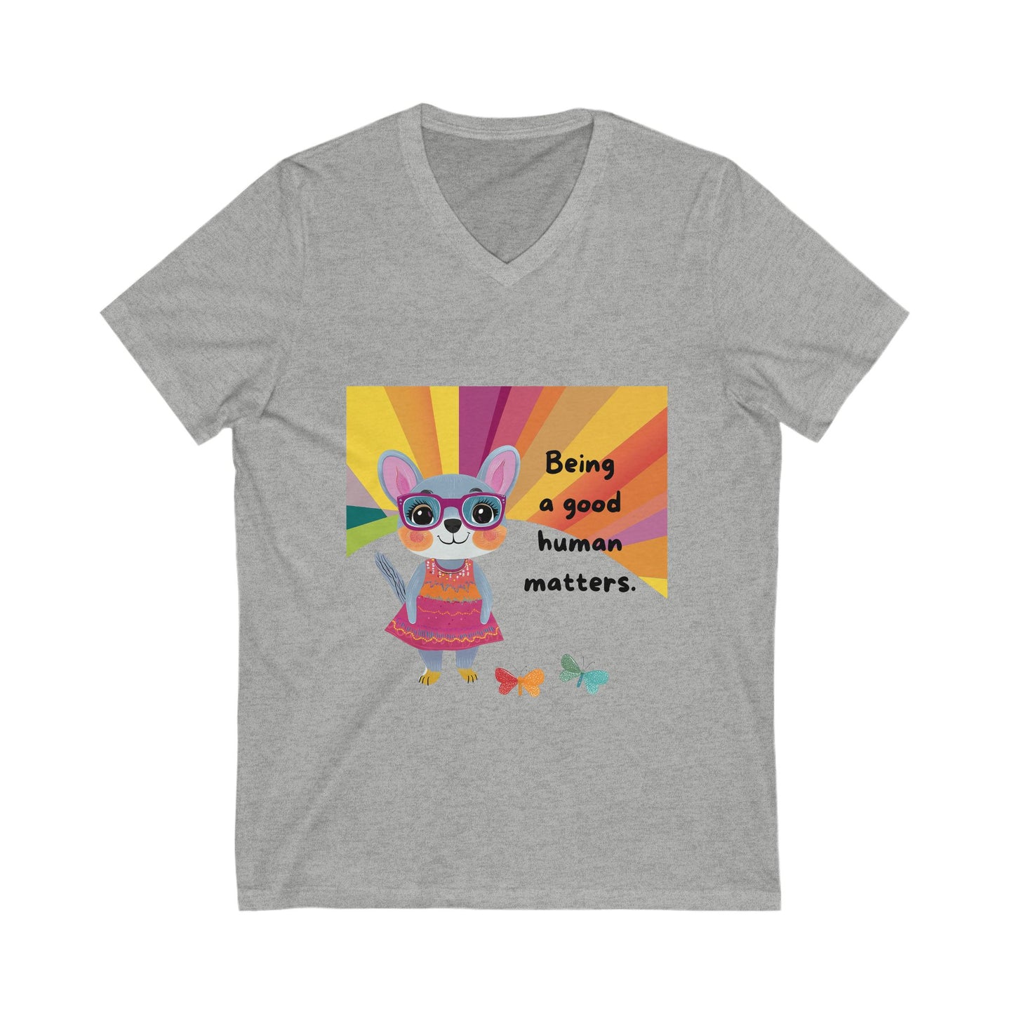 Being A Good Human Matters V-Neck | Kawaii Bunny Activist Tee