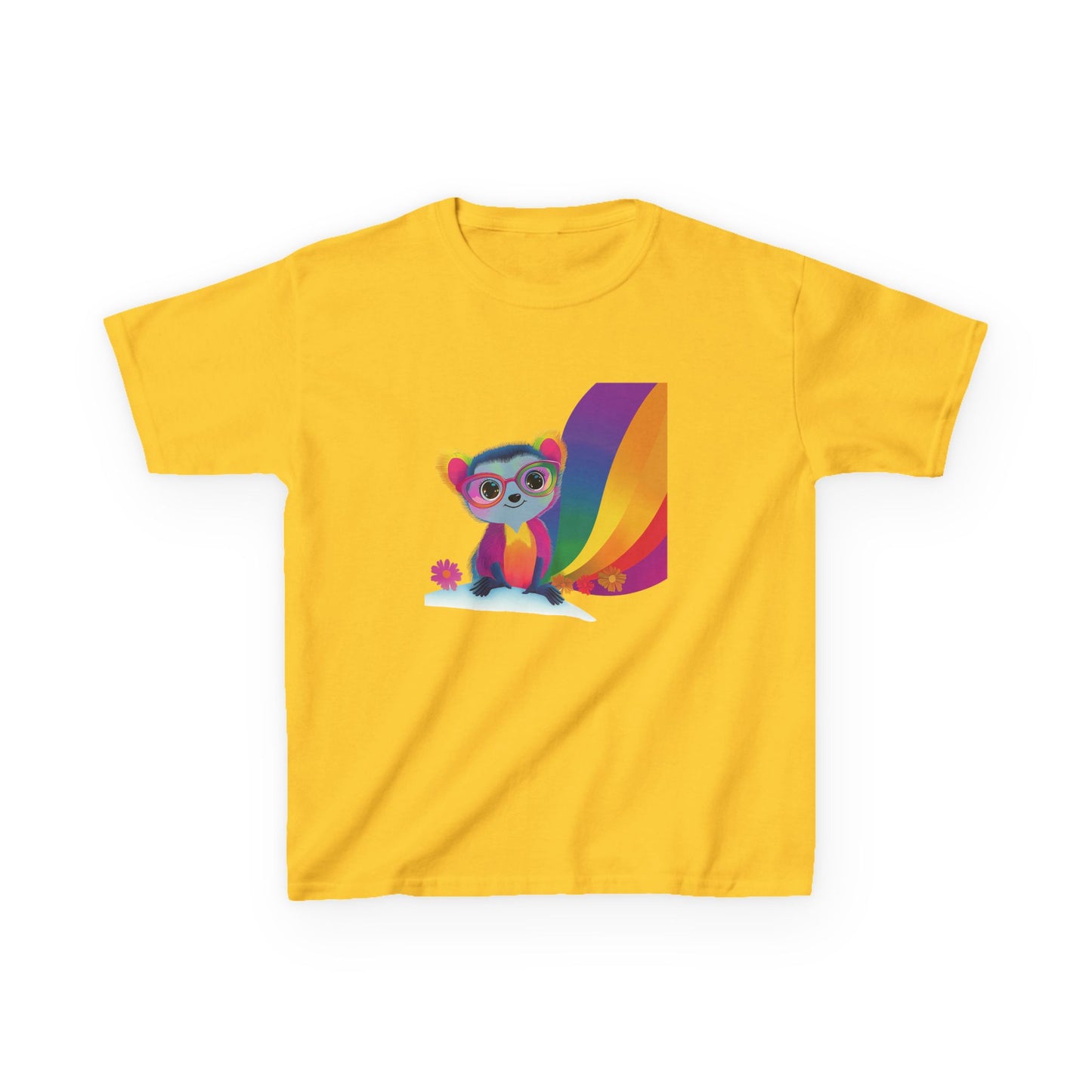 Rainbow Lemur Kids T-Shirt | Cute Pride Kawaii Design | Pink Cotton Tee