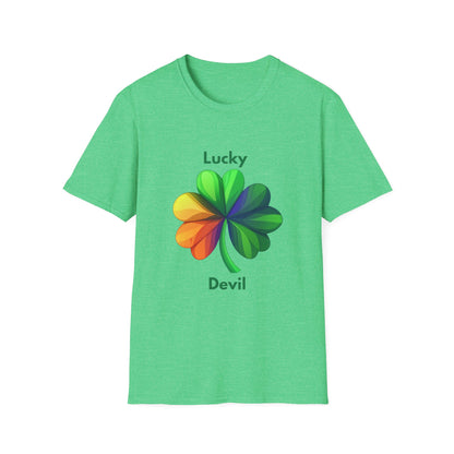Lucky Devil Rainbow Clover T-Shirt | Pride Shamrock Tee