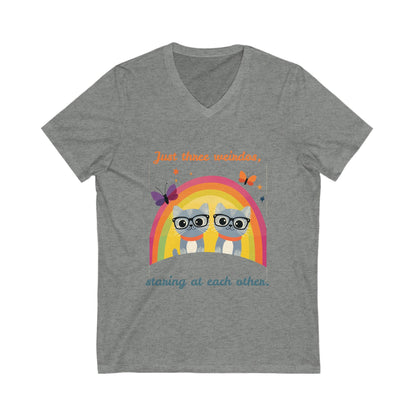 Kawaii Cat Rainbow V-Neck T-Shirt | Nerdy Cats Unisex Pride Tee | Weird & Wonderful