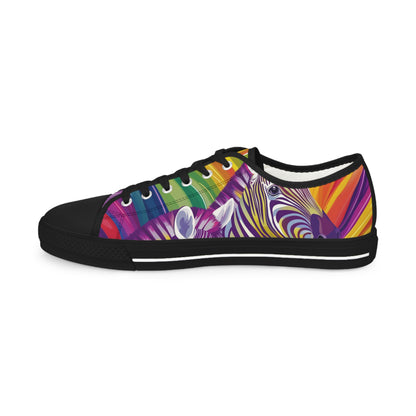 Vibrant Zebra Pride Low Top Sneakers | Rainbow Canvas Shoes