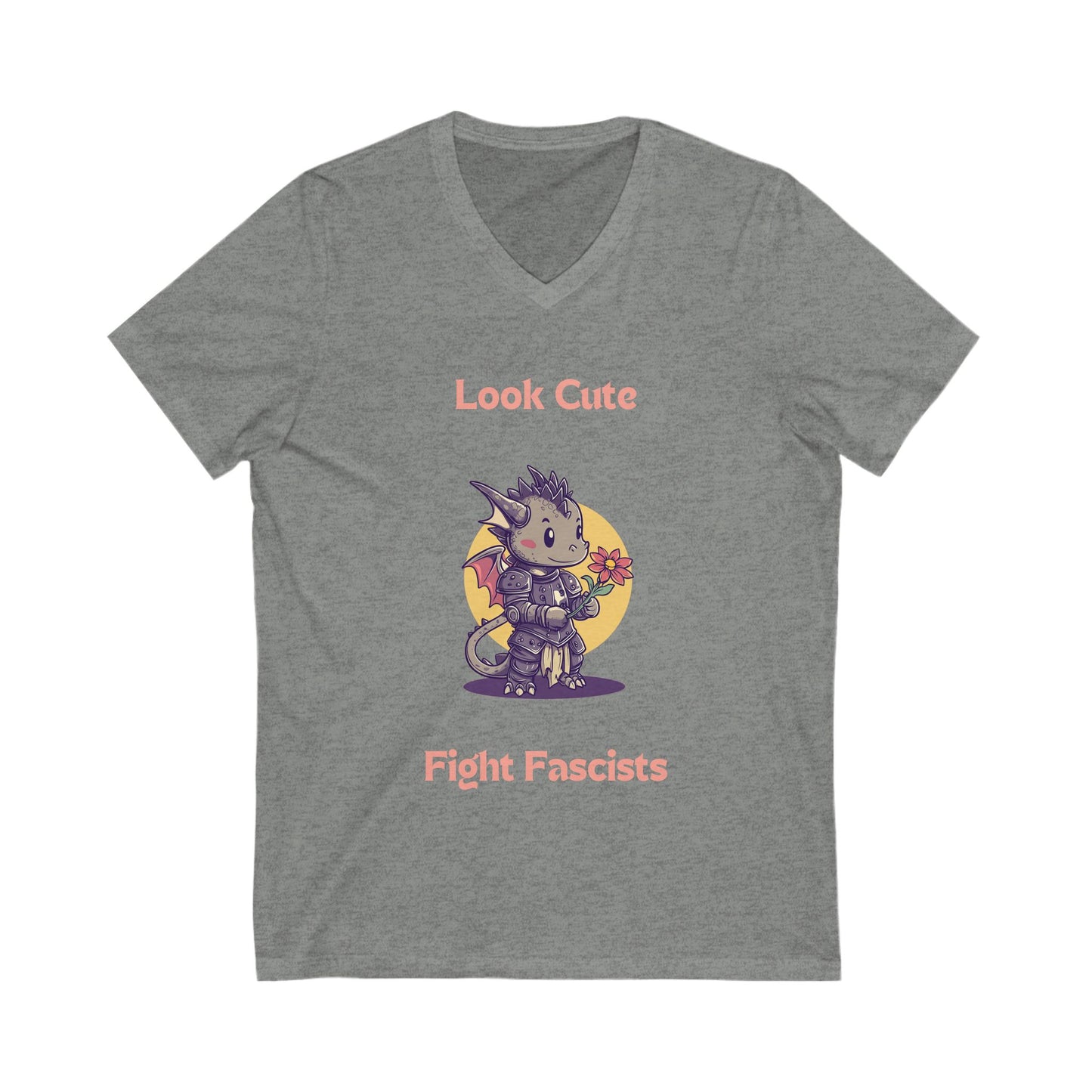 Kawaii Dragon Warrior V-Neck | Cute Activism Statement Tee | Resistance Fashion