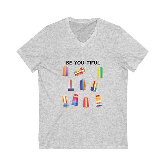 Be-You-Tiful Rainbow Popsicle V-Neck | LGBTQ Pride T-Shirt | Kawaii Summer Tee