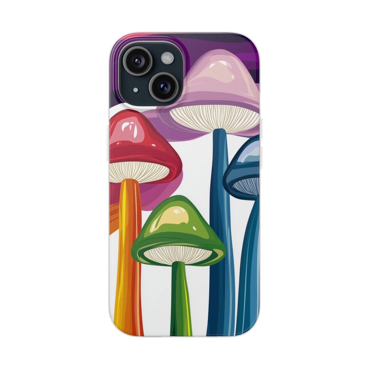 Rainbow Mushroom Flexi Phone Case | Psychedelic Art Clear TPU Cover
