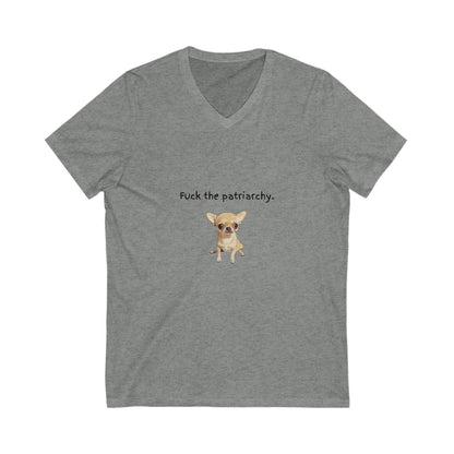 Feminist Chihuahua V-Neck Tee | Cute Anti-Patriarchy Statement Shirt