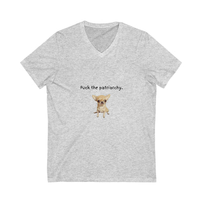 Feminist Chihuahua V-Neck Tee | Cute Anti-Patriarchy Statement Shirt