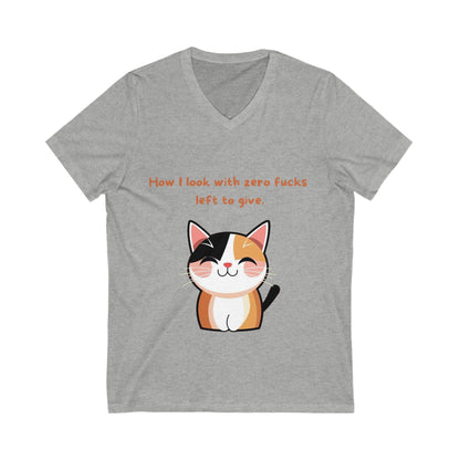 Sarcastic Cat V-Neck T-Shirt | Funny Pet Lover Gift | Cute Kawaii Kitty Unisex Tee