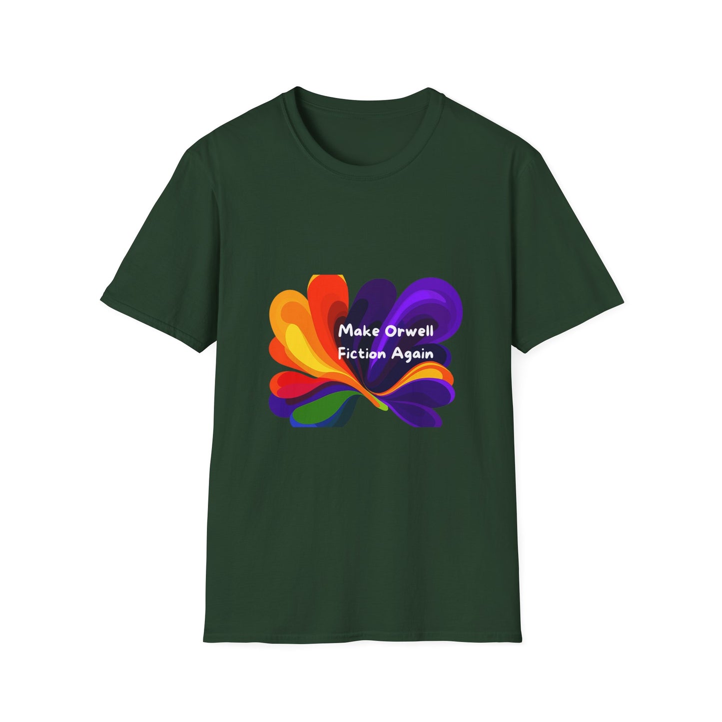 Make Orwell Fiction Again Rainbow T-Shirt | Colorful Activism Tee