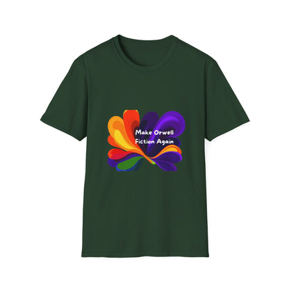 Make Orwell Fiction Again Rainbow T-Shirt | Colorful Activism Tee