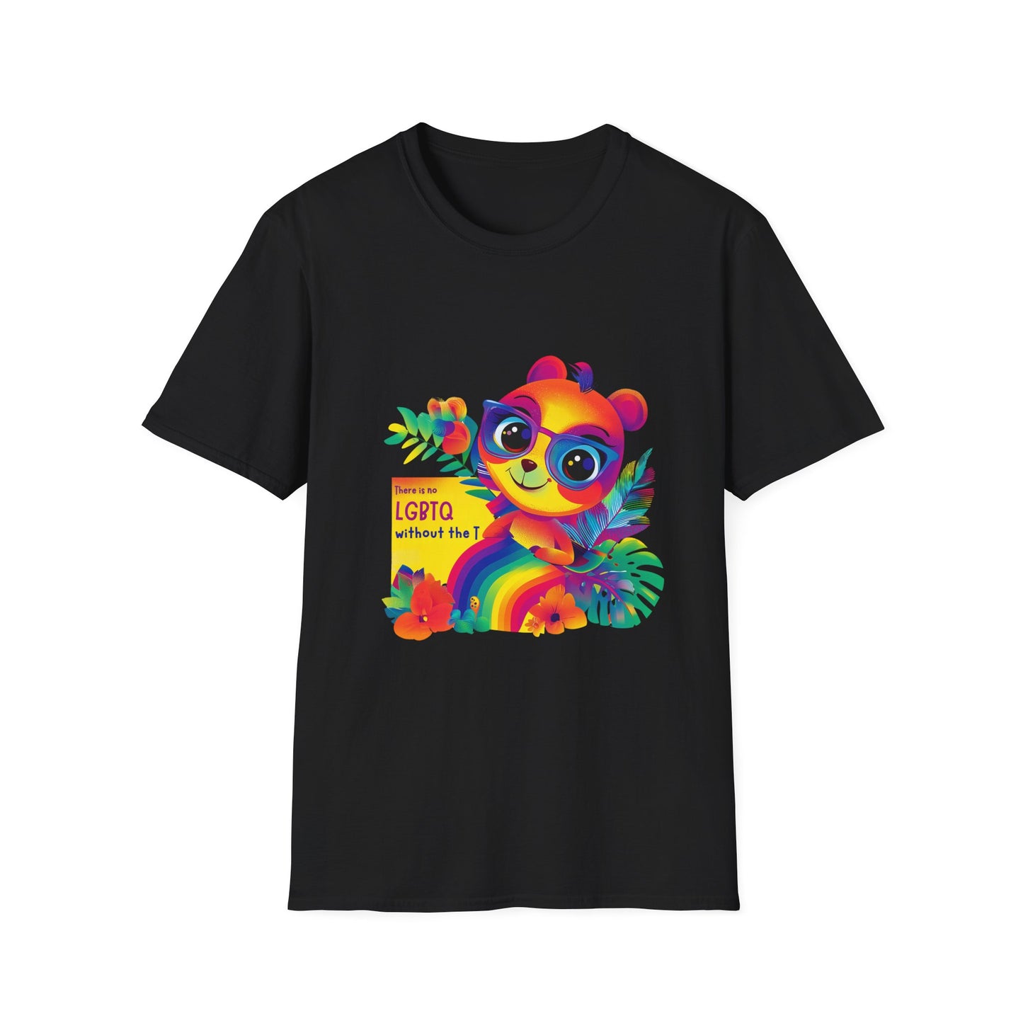 Kawaii Trans Pride Panda Rainbow T-Shirt | LGBTQ+ Cute Positive Message Tee