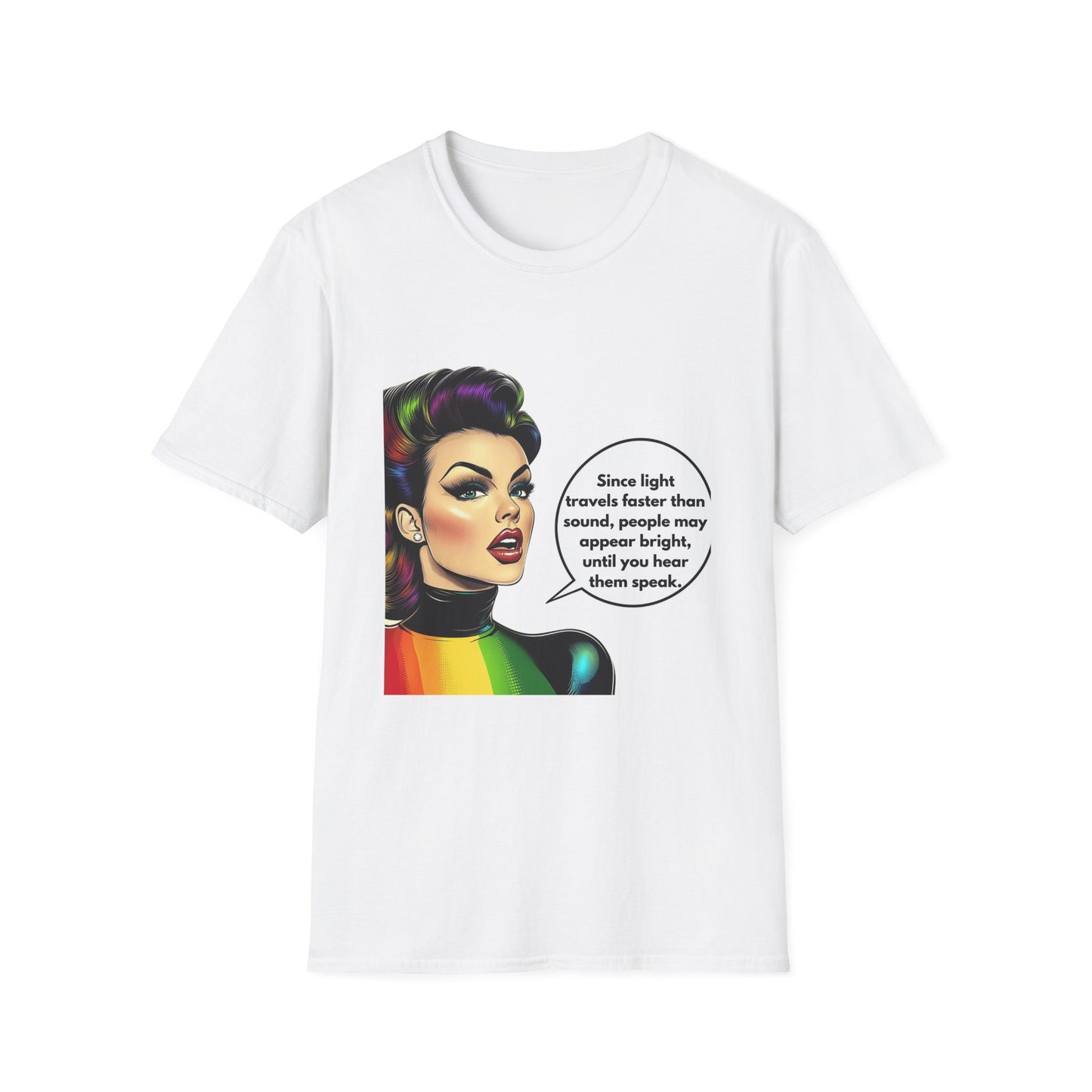 Rainbow Pride Retro Comic Woman T-Shirt | LGBTQ+ Activist Tee