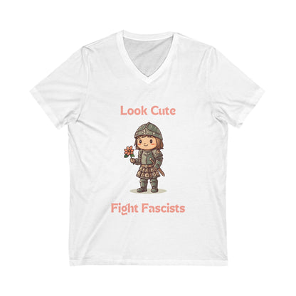 Kawaii Activist V-Neck T-Shirt | Cute Warrior Design | Resistance Art Unisex Tee