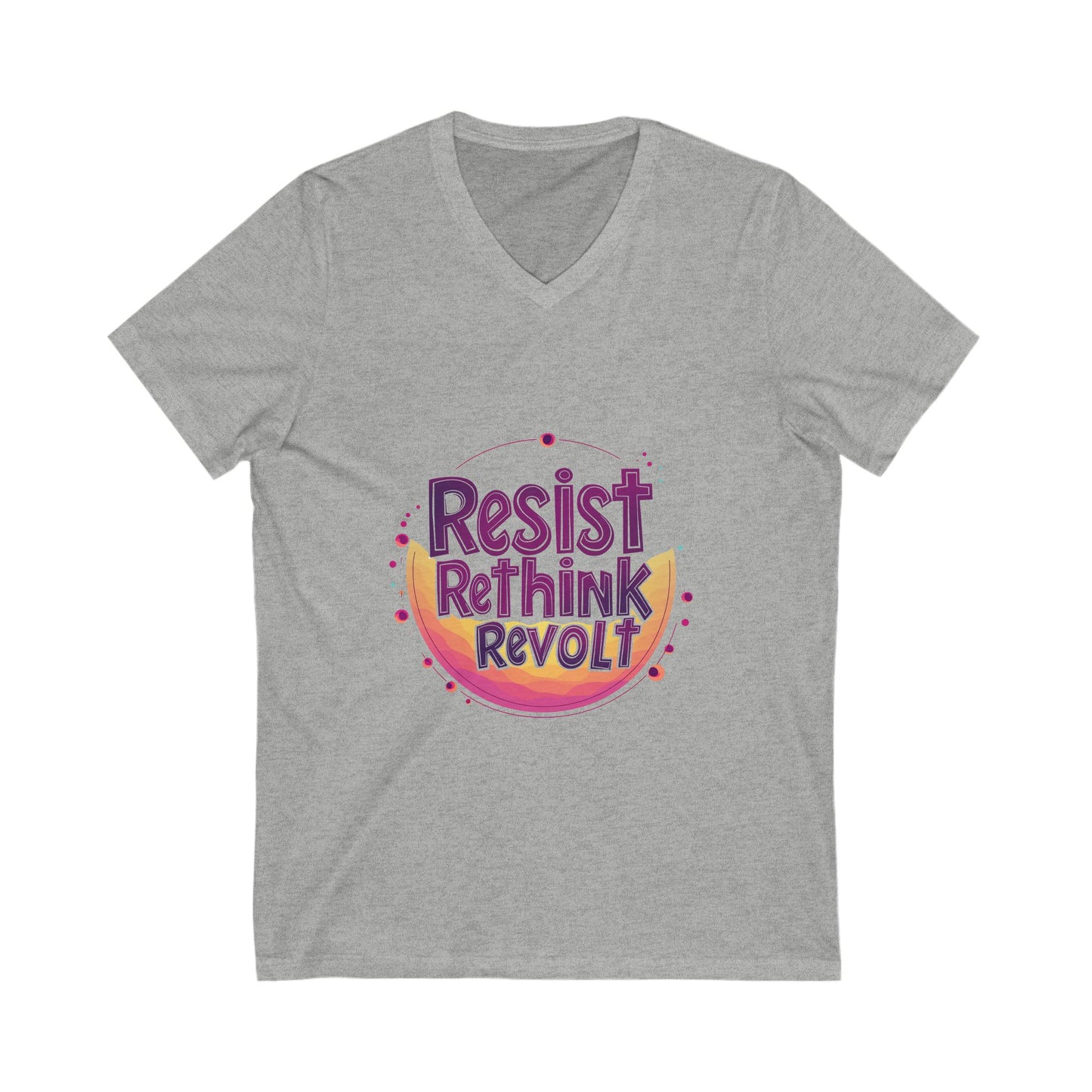 Resist Rethink Revolt V-Neck Tee | Kawaii Activist Unisex T-Shirt | Progressive Statement Shirt