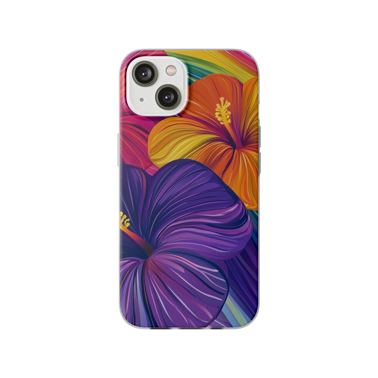 Tropical Hibiscus Rainbow Phone Case | Pride Floral Flexi Case