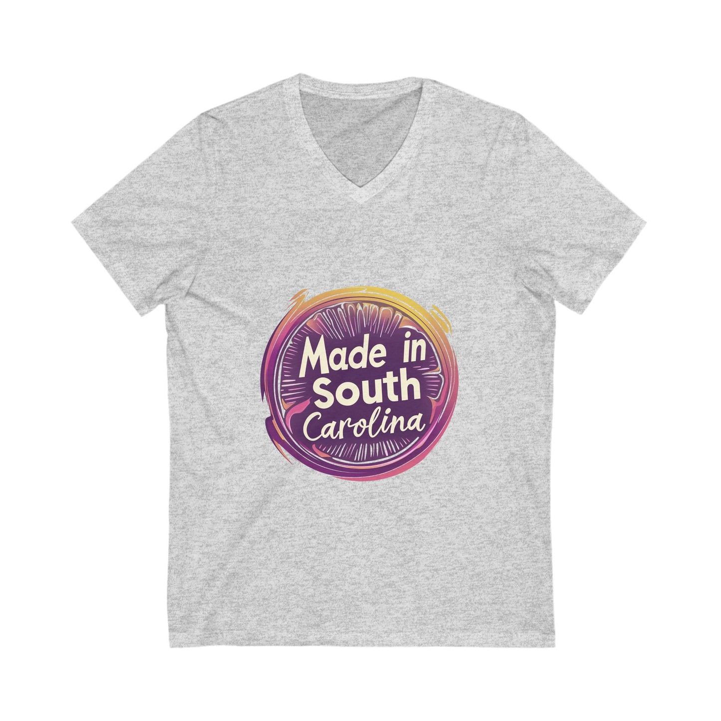 Made in South Carolina V-Neck T-Shirt | Retro Neon Circle Design | State Pride Unisex Tee