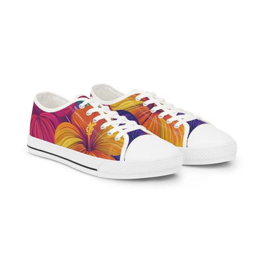 Tropical Hibiscus Low Top Canvas Sneakers | Vibrant Floral Pride Shoes