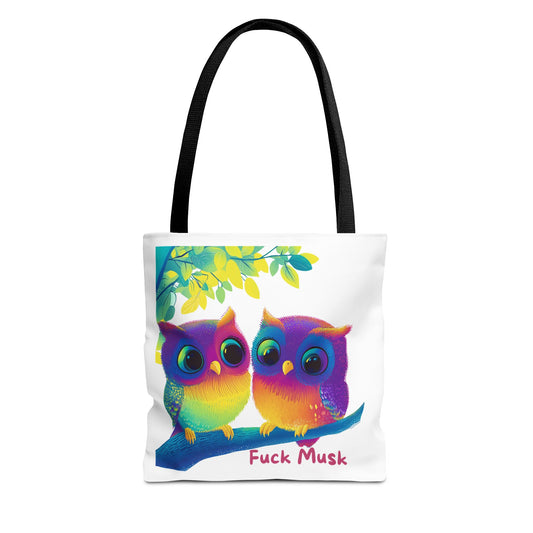Rainbow Owl Activism Tote Bag | Colorful Protest Accessory | Cute Resistance Carry-All