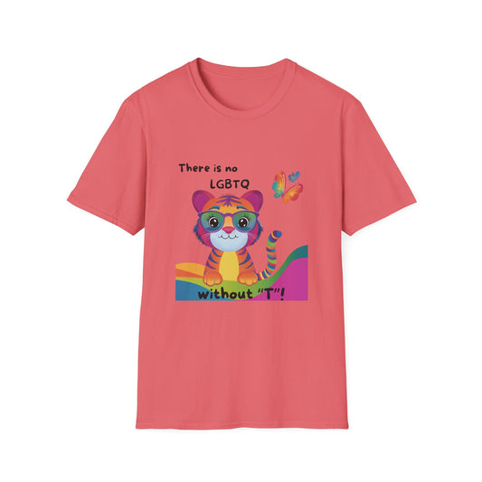 Kawaii Trans Rights Tiger T-Shirt | LGBTQ Pride Rainbow Butterfly Cute Activist Tee