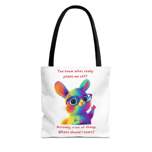 Rainbow Bunny Sassy Tote Bag | Colorful LGBTQ+ Accessory | Funny Quote Bag