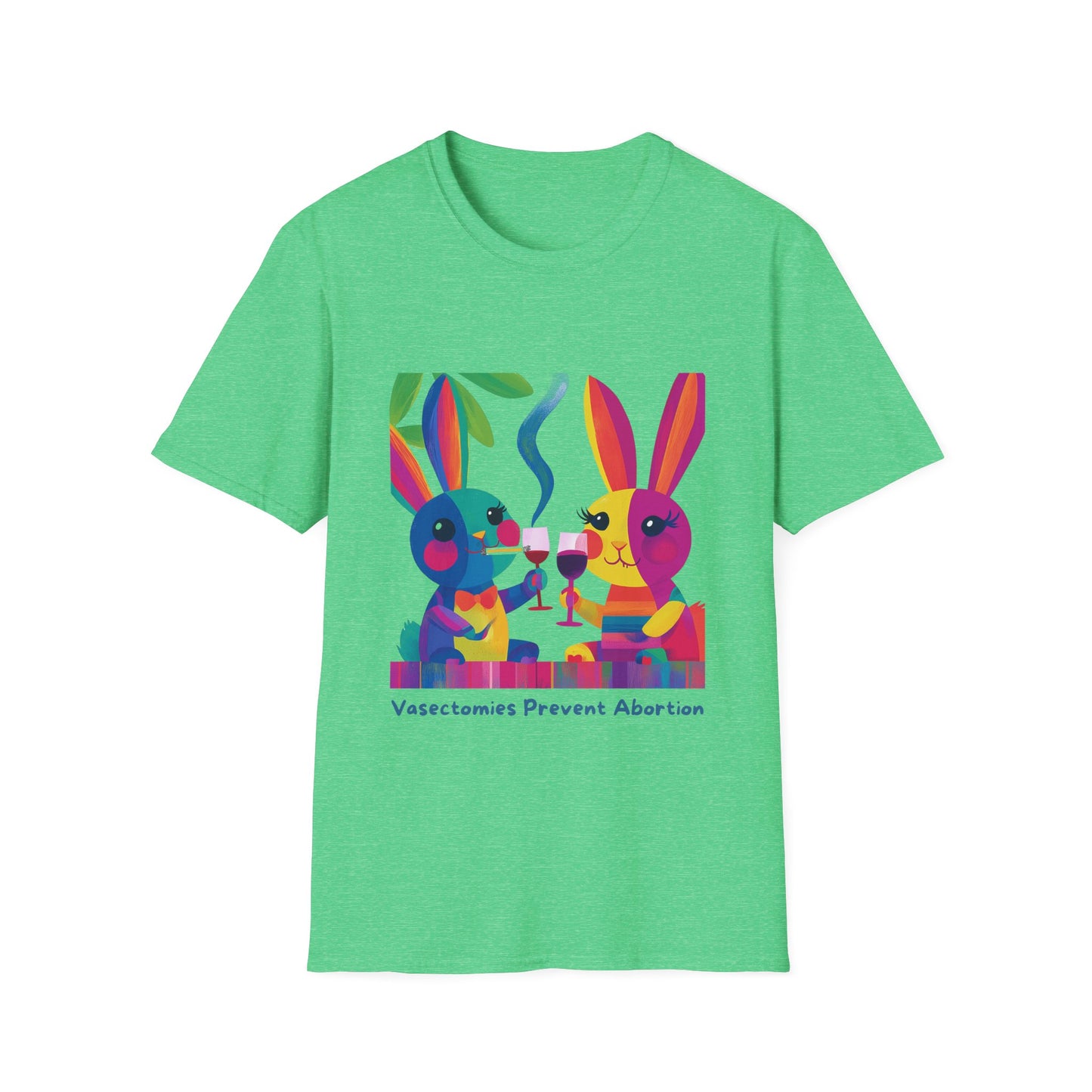 Colorful Bunnies Vasectomy Statement T-Shirt | Pink Unisex Activist Tee