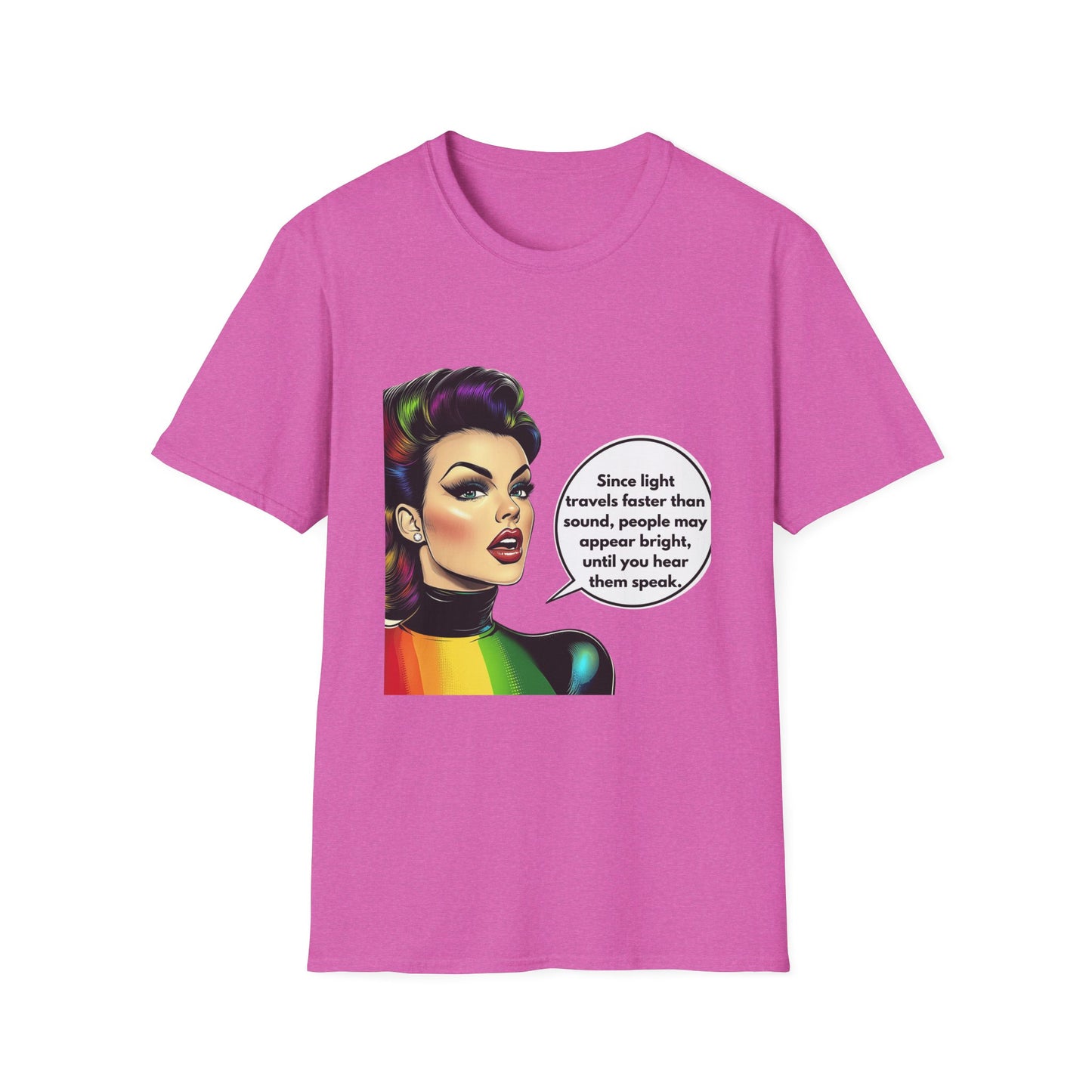 Rainbow Pride Retro Comic Woman T-Shirt | LGBTQ+ Activist Tee
