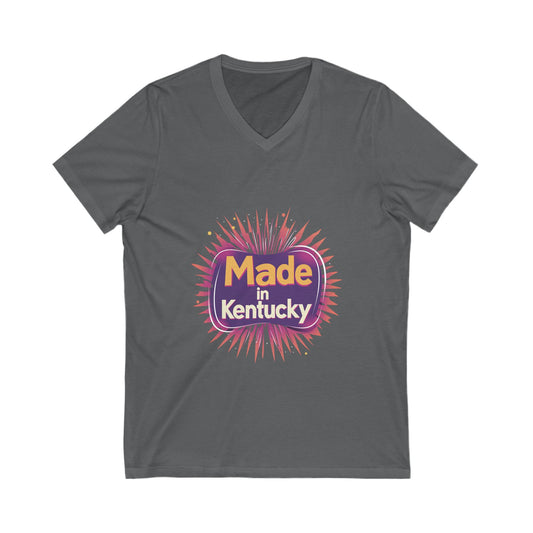 Made in Kentucky Retro V-Neck T-Shirt | State Pride Sunburst Design | Unisex Tee