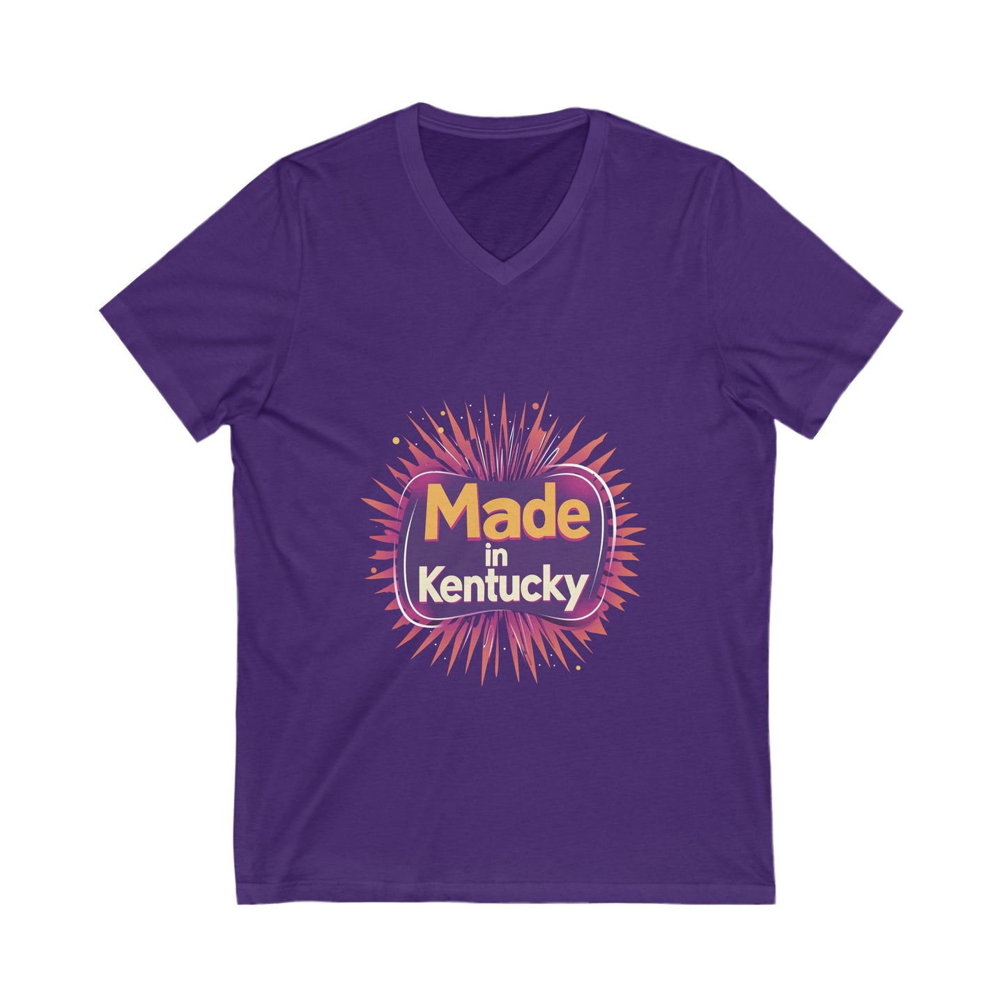 Made in Kentucky Retro V-Neck T-Shirt | State Pride Sunburst Design | Unisex Tee