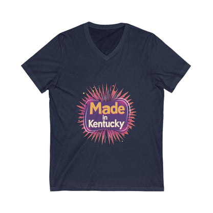 Made in Kentucky Retro V-Neck T-Shirt | State Pride Sunburst Design | Unisex Tee