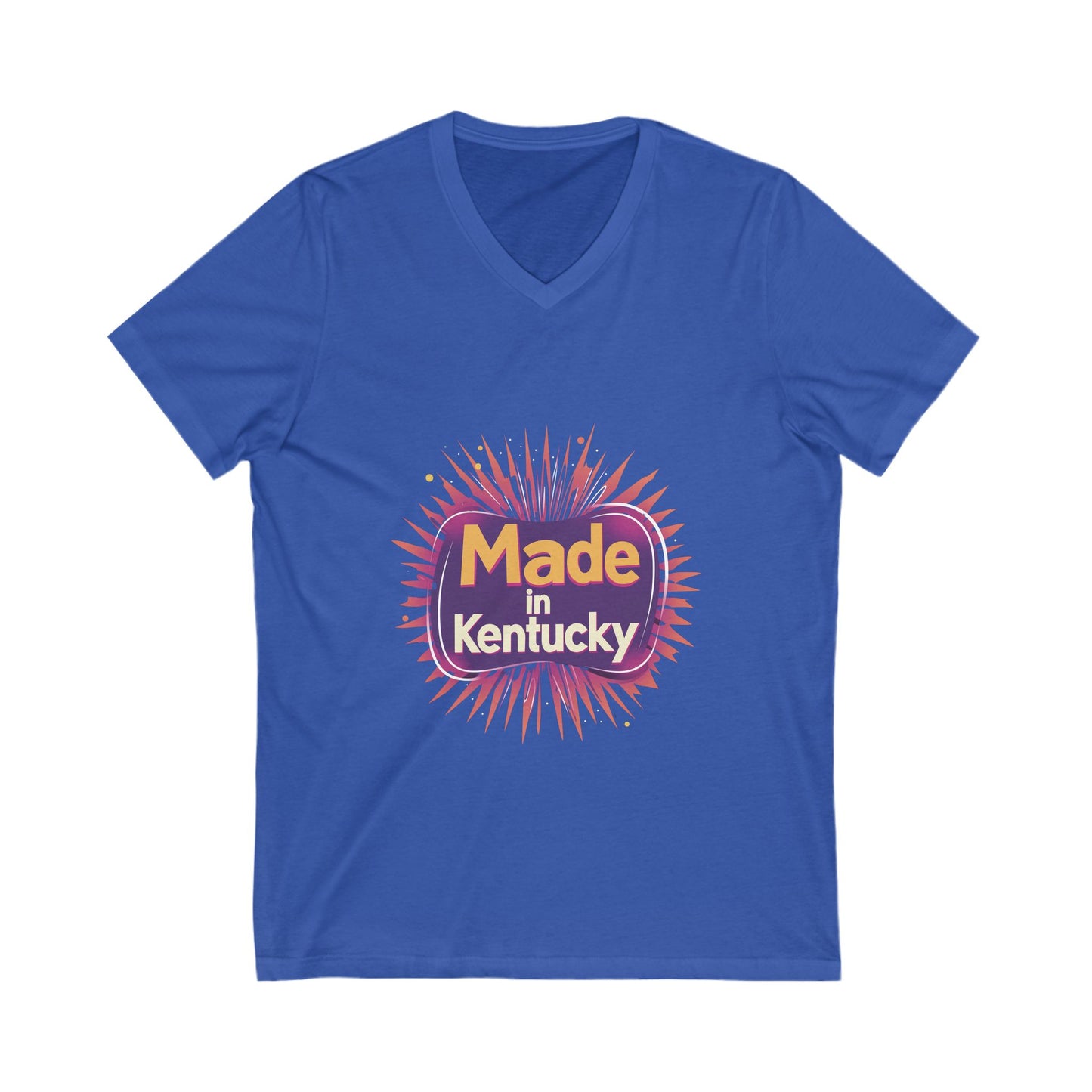 Made in Kentucky Retro V-Neck T-Shirt | State Pride Sunburst Design | Unisex Tee