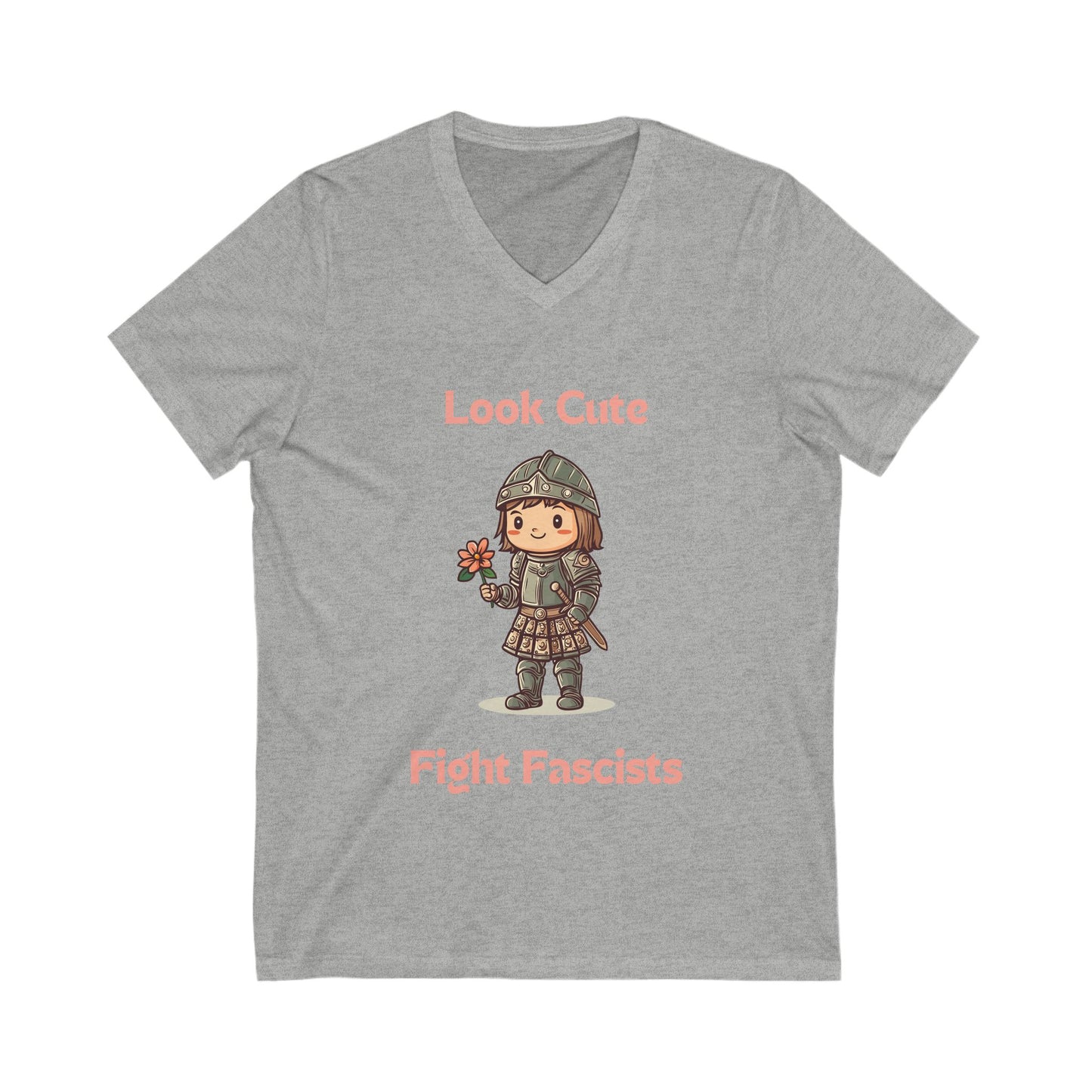 Kawaii Activist V-Neck T-Shirt | Cute Warrior Design | Resistance Art Unisex Tee