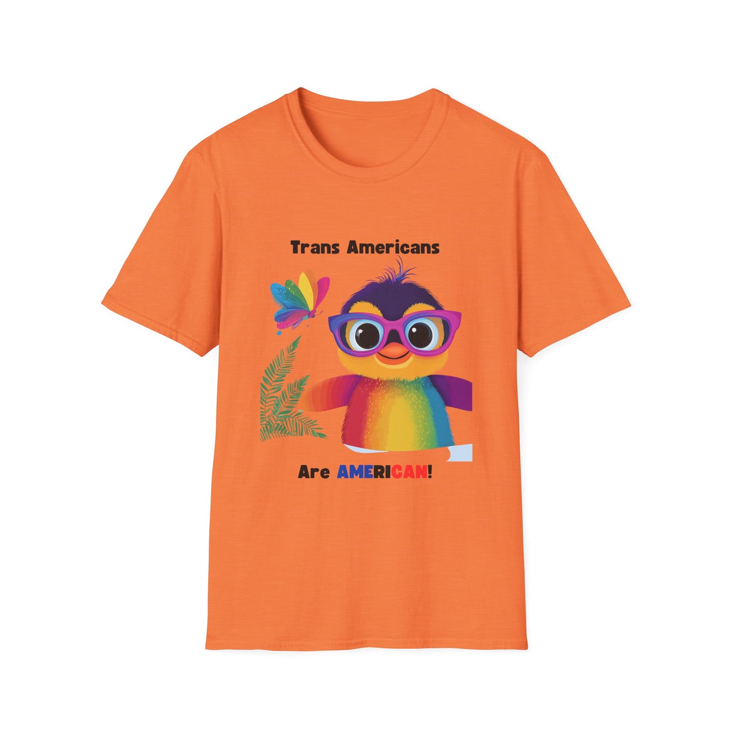 Cute Trans Pride Rainbow Bird T-Shirt | LGBTQ+ Kawaii Unisex Tee