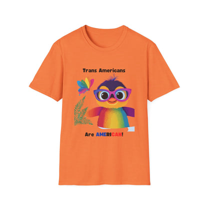 Cute Trans Pride Rainbow Bird T-Shirt | LGBTQ+ Kawaii Unisex Tee