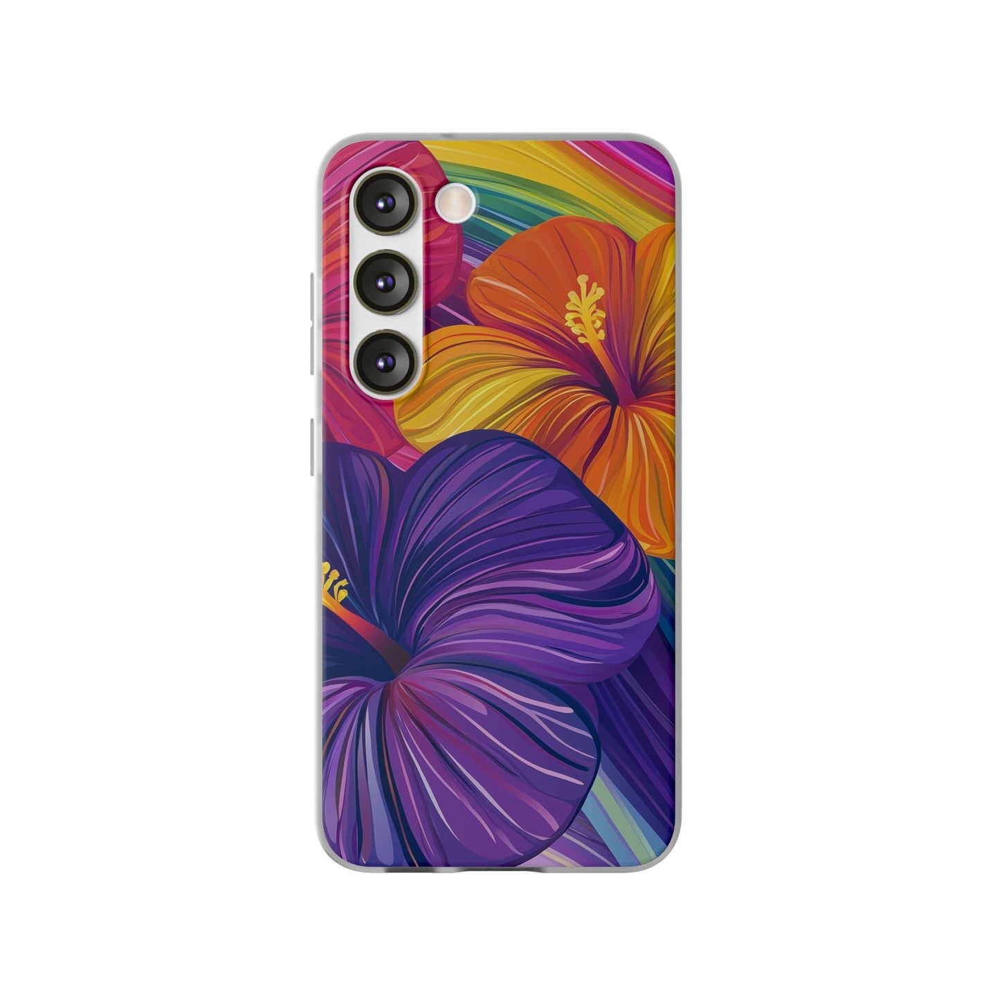 Tropical Hibiscus Rainbow Phone Case | Pride Floral Flexi Case