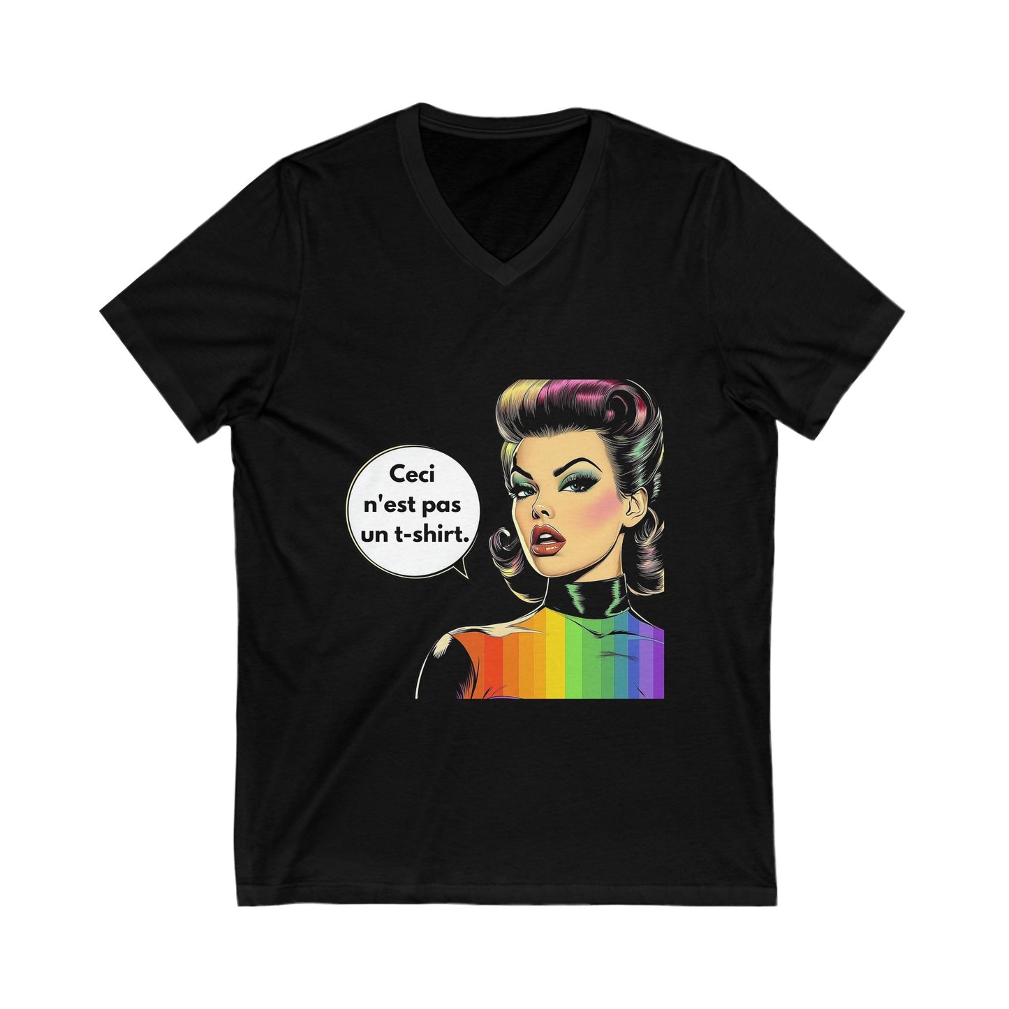 Ceci n'est pas un t-shirt | LGBTQ+ Pride V-Neck Tee | Retro Rainbow Art