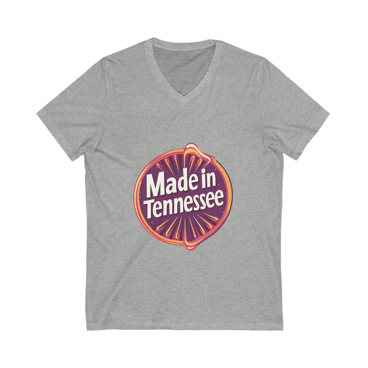 Made in Tennessee V-Neck T-Shirt | Retro State Pride Design | Vintage Circle Badge Unisex Tee