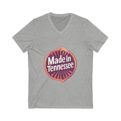 Made in Tennessee V-Neck T-Shirt | Retro State Pride Design | Vintage Circle Badge Unisex Tee