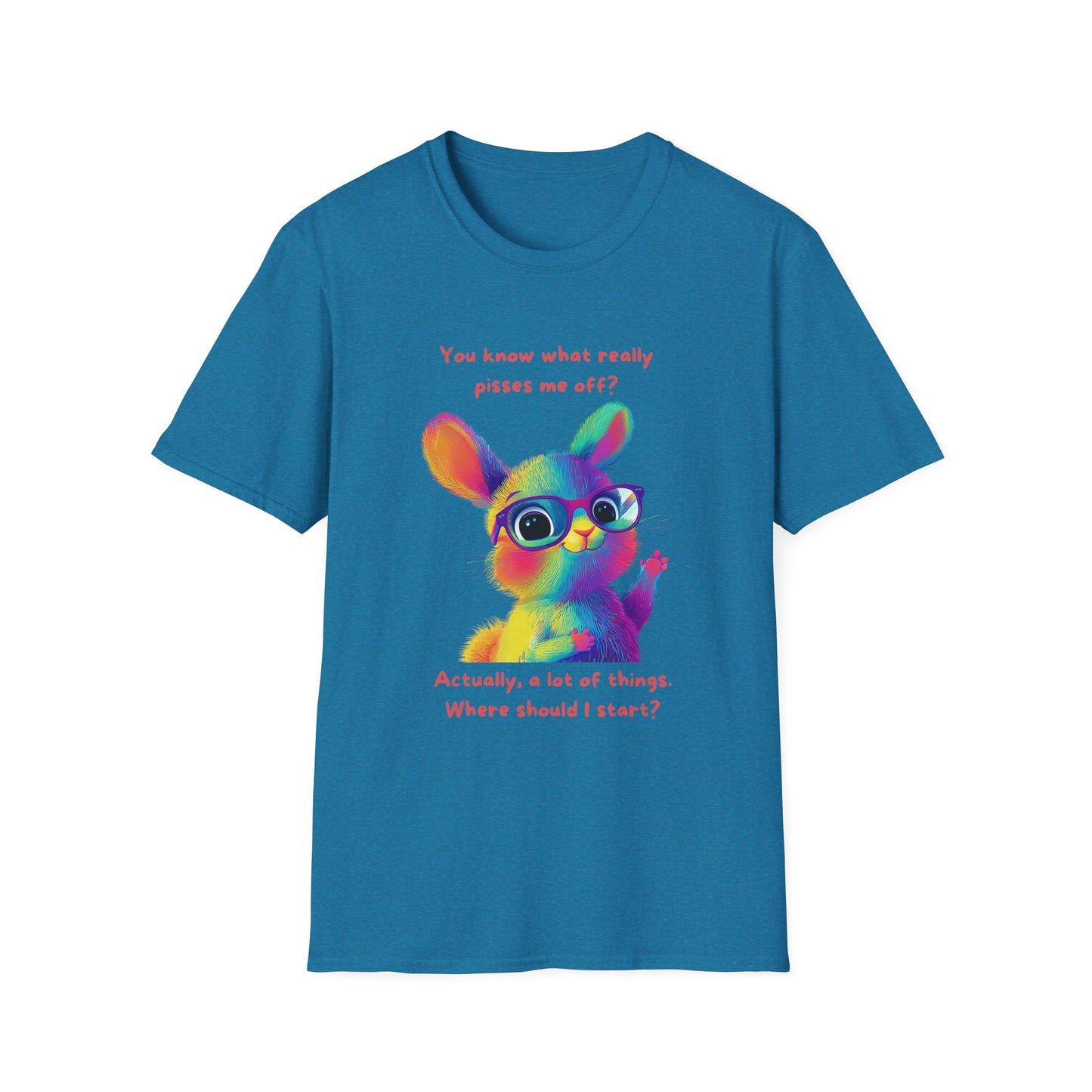 Rainbow Bunny Attitude T-Shirt | Sassy Pet Graphic Tee