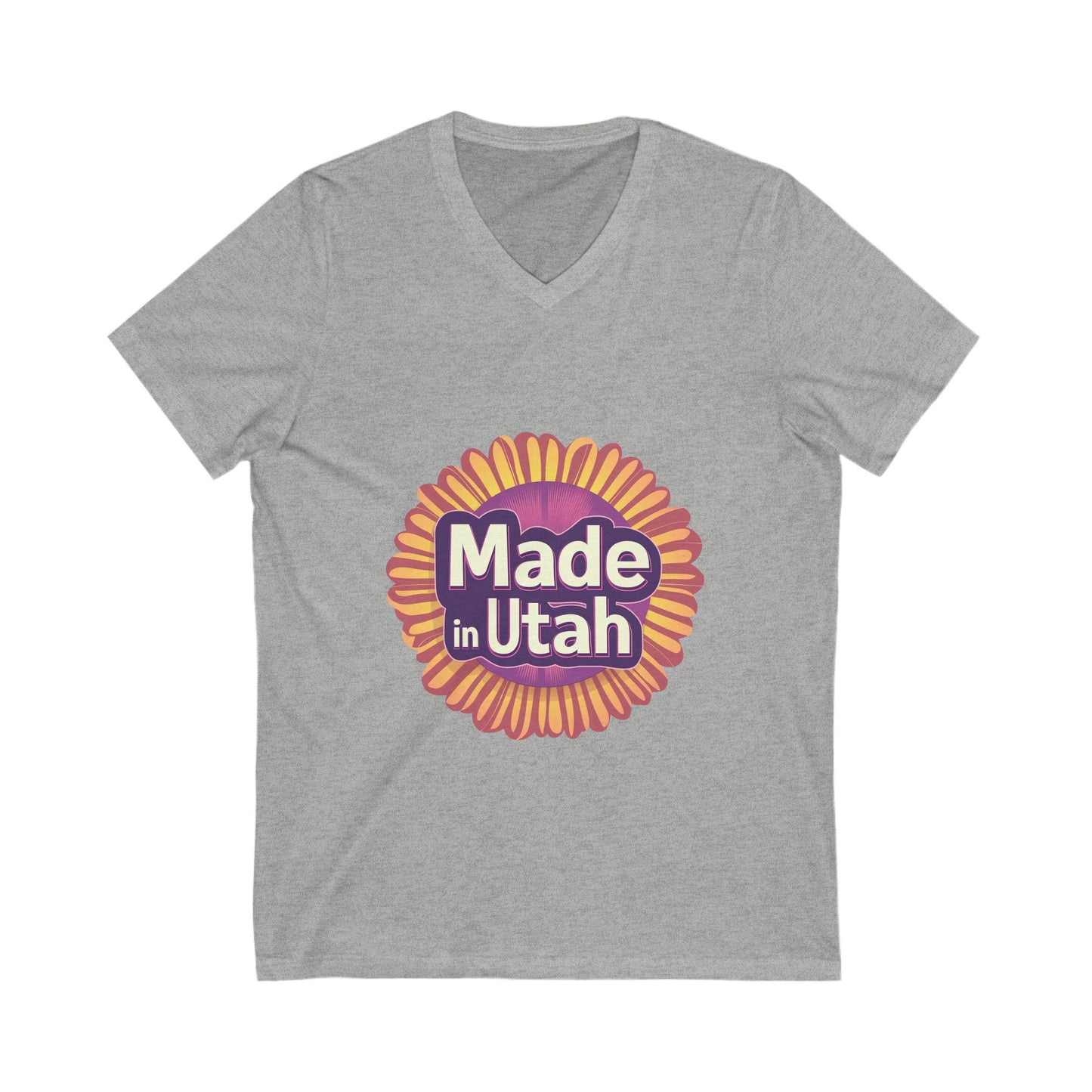 Made in Utah V-Neck T-Shirt | Retro Sunburst State Pride Unisex Tee