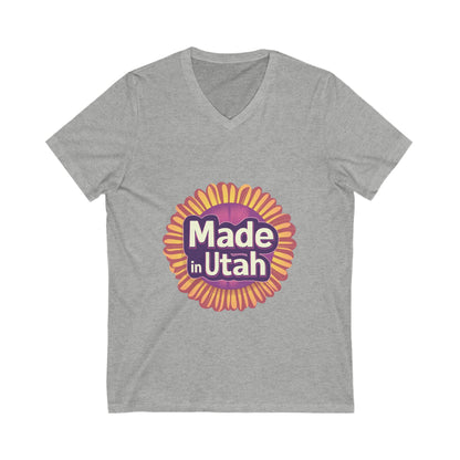 Made in Utah V-Neck T-Shirt | Retro Sunburst State Pride Unisex Tee