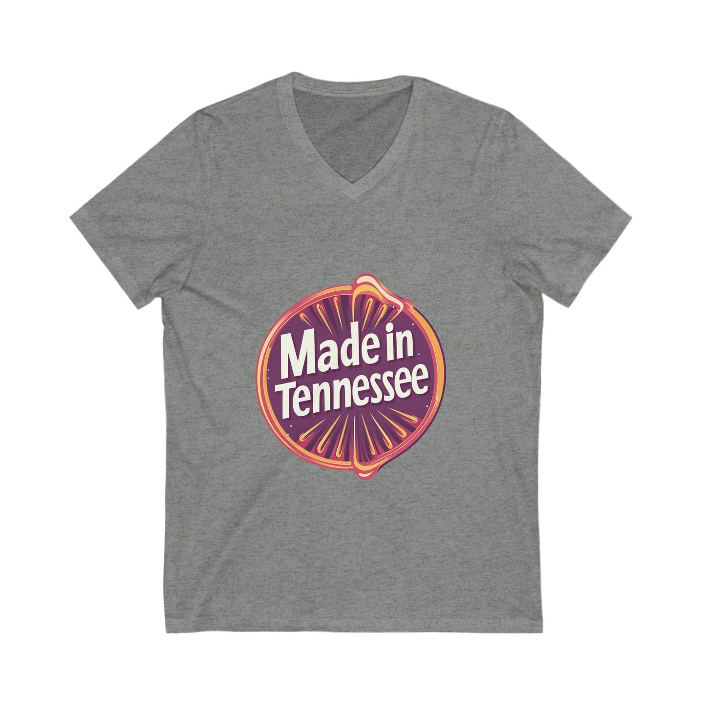Made in Tennessee V-Neck T-Shirt | Retro State Pride Design | Vintage Circle Badge Unisex Tee