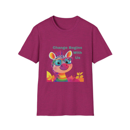 Rainbow Zebra Change Maker T-Shirt | Kawaii Activist Unisex Tee